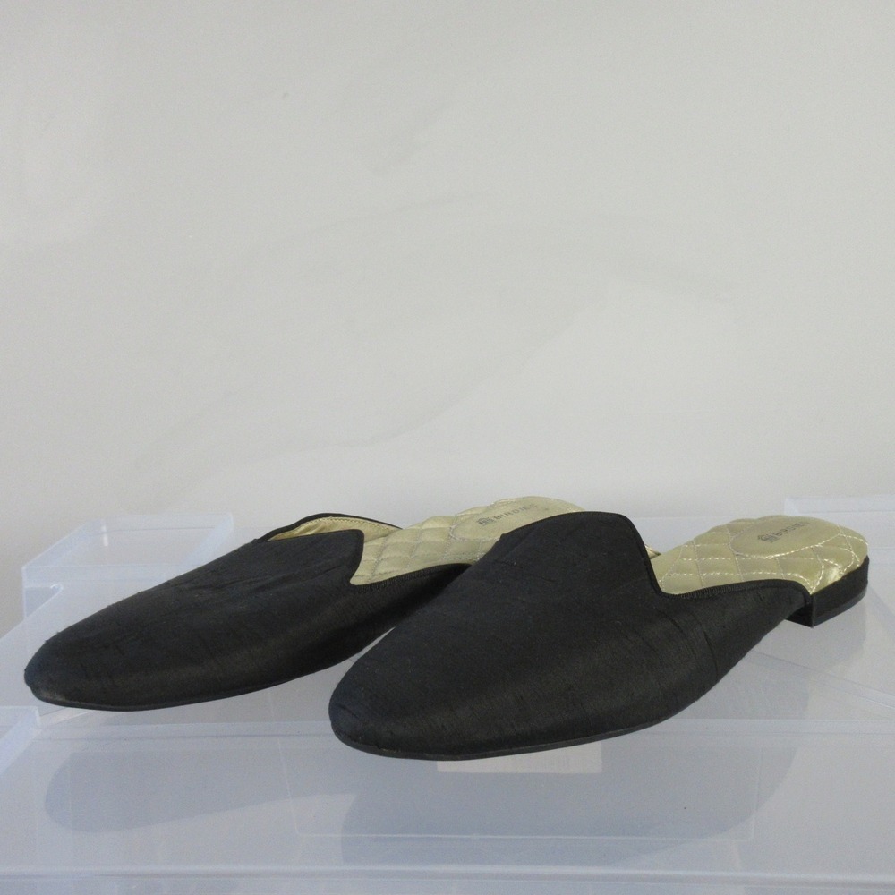 Birdies Fabric Slippers Loafers Flats Shoes Women 9 Black Quilted Comfort 398